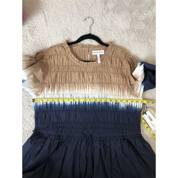 Apiece Apart Aldea Smocked Mini Dress Dipped Shibori Organic Cotton XL NWT’s - Picture 15 of 15